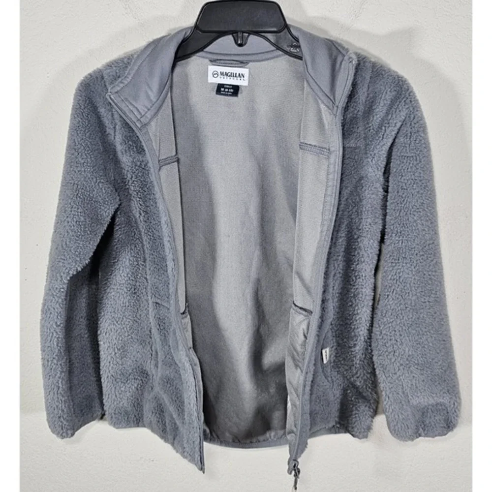 Magellan Girls Sherpa‎ Full Zip Gray Jacket Youth Medium 8-10